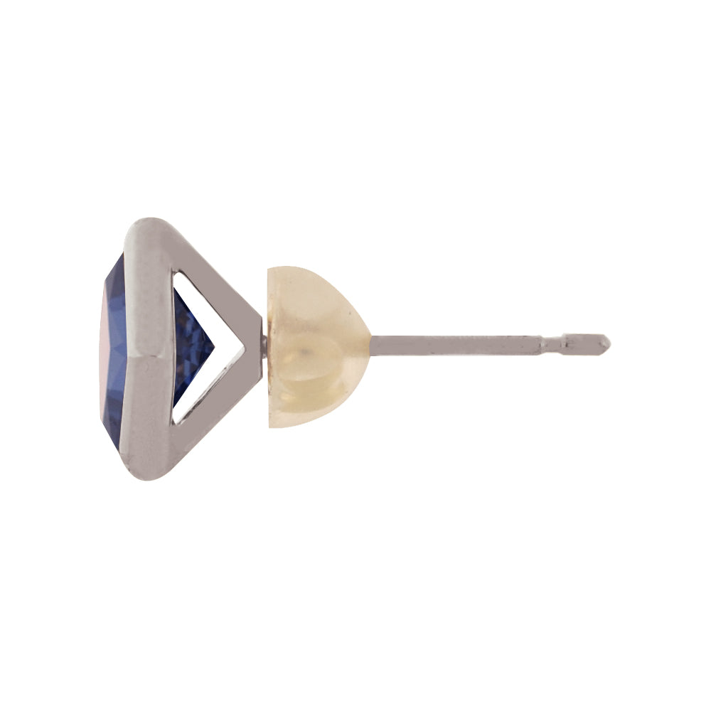 ブルーサファイア プラチナピアス(クレサンベール/1カラットサイズ/プリンセス/フクリン/9月誕生石)《WEPS3601》