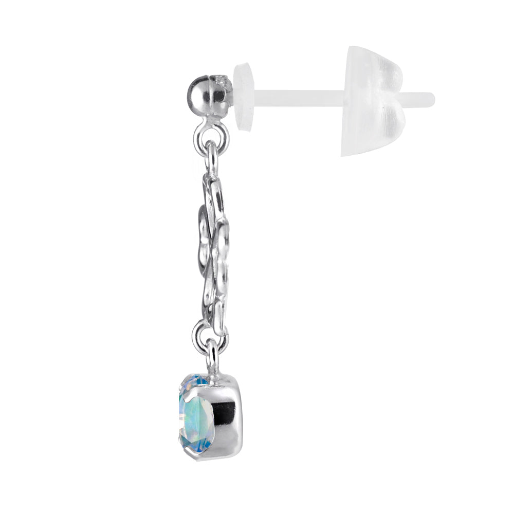 ウォーターオパール K18セラミックピアス(クレサンベール/クローバーモチーフ/10月誕生石)