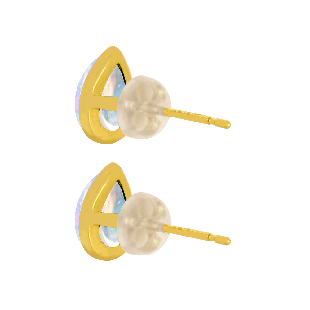 ウォーターオパール K18ピアス(クレサンベール/1カラットサイズ/ペアシェイプ/カボションカット/フクリン/10月誕生石)《WEPW3585》