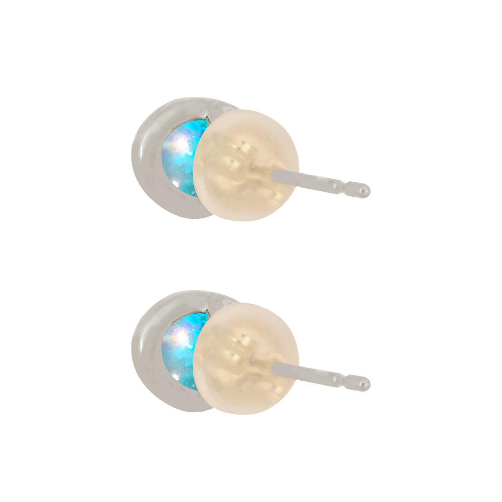 ウォーターオパール プラチナピアス(クレサンベール/1カラットサイズ/オーバル/カボションカット/フクリン/10月誕生石)《WEPW3600》