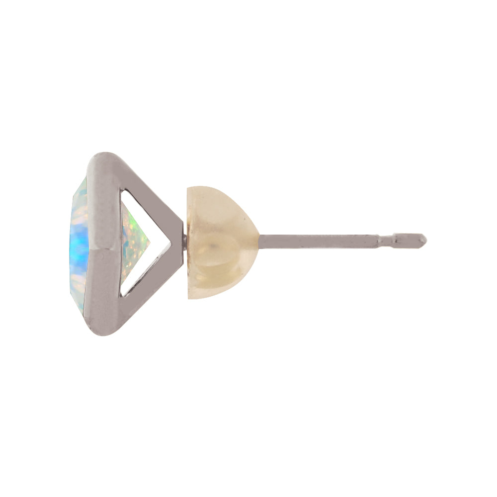 ウォーターオパール プラチナピアス(クレサンベール/1カラットサイズ/プリンセス/フクリン/10月誕生石)《WEPW3601》