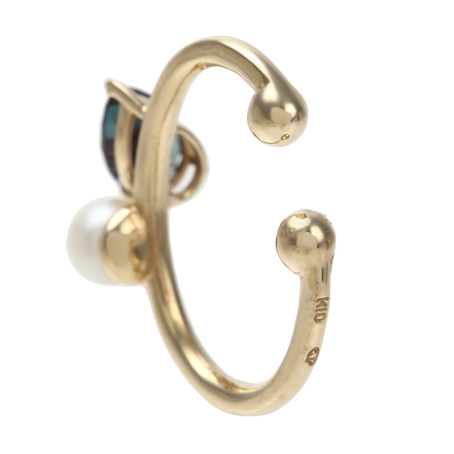 アレキサンドライト/パール K10イヤーカフ(クレサンベール/淡水真珠/モンプレジール/6月誕生石)《WESA3999》