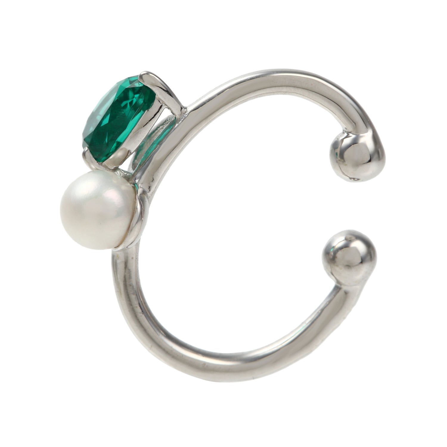 エメラルド K10イヤーカフ(クレサンベール/モンプレジール/5月誕生石)《WESE4000》