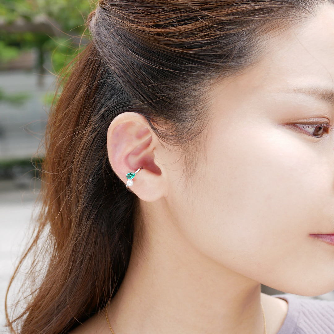 エメラルド K10イヤーカフ(クレサンベール/モンプレジール/5月誕生石)《WESE4000》