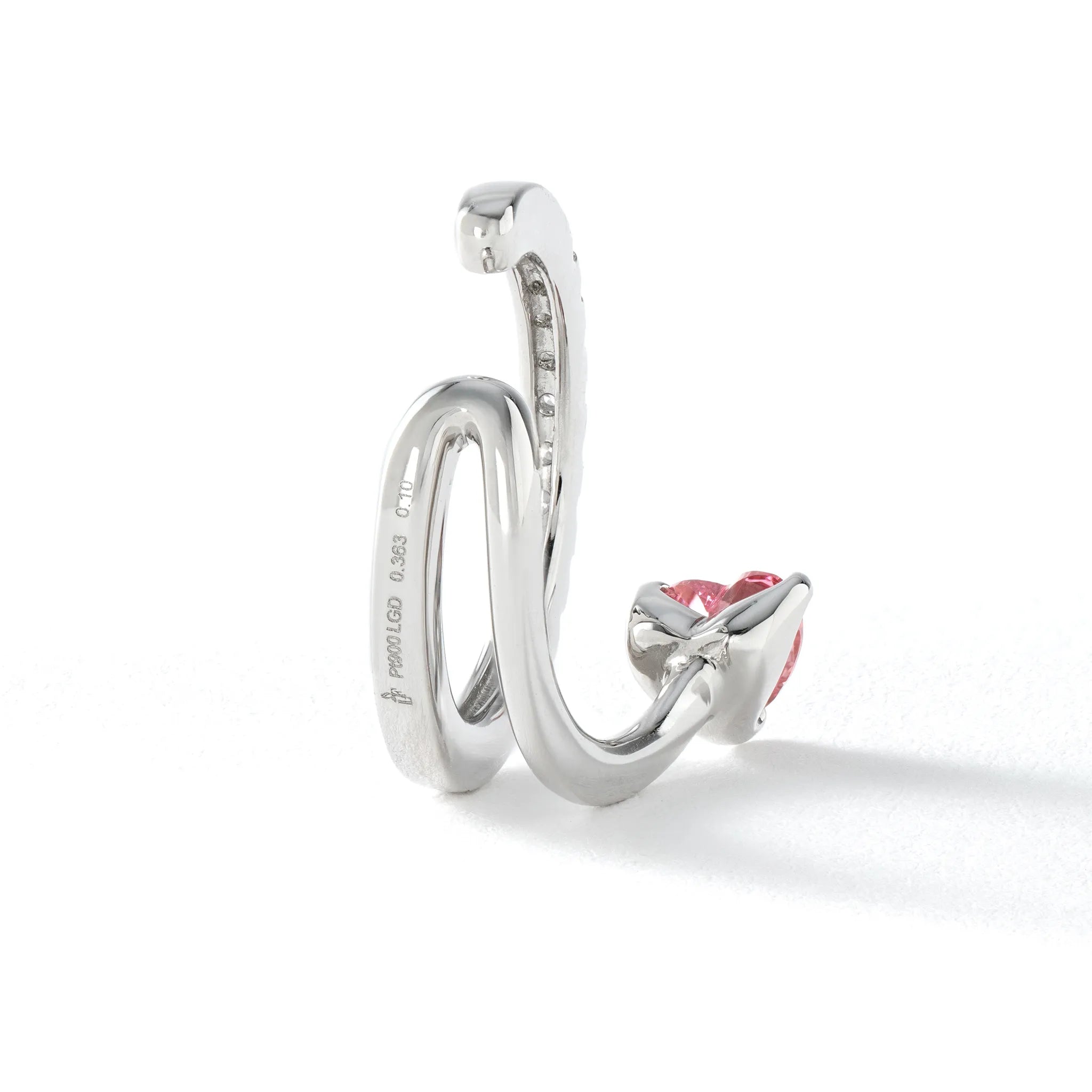 ピンクダイヤモンド/ダイヤモンド プラチナイヤーカフ(ラボグロウン/ハートシェイプ/Solrelier/4月誕生石)《WESG7017》