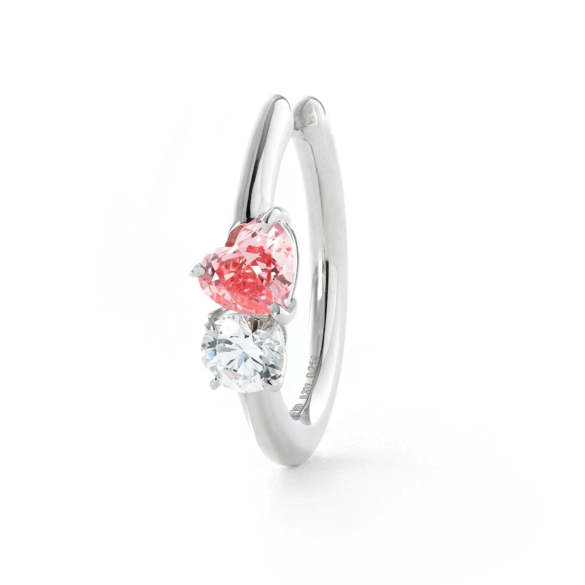 ピンクダイヤモンド/ダイヤモンド プラチナイヤーカフ(ラボグロウン/ハートシェイプ/Polaire/4月誕生石)《WESG7032》