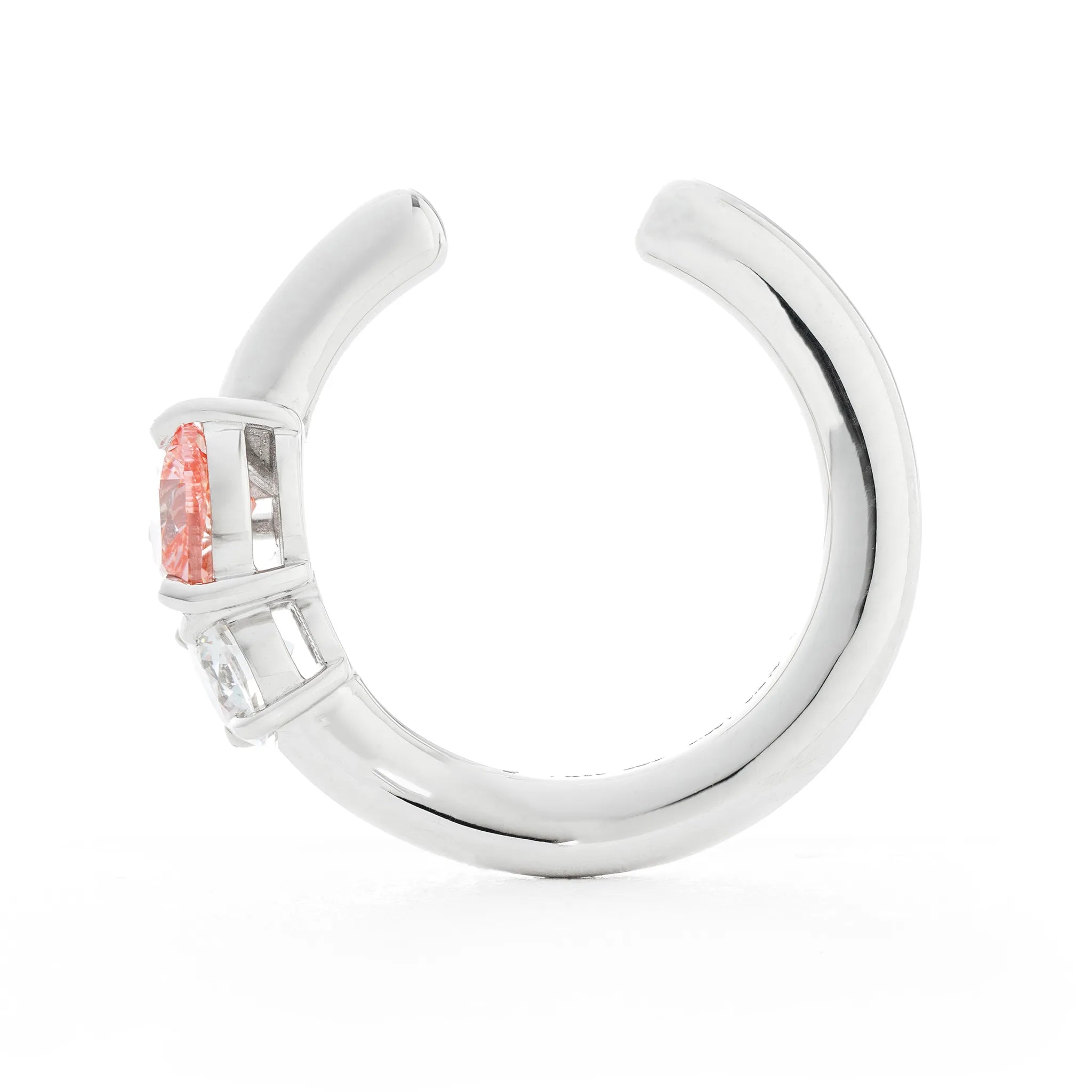 ピンクダイヤモンド/ダイヤモンド プラチナイヤーカフ(ラボグロウン/ハートシェイプ/Polaire/4月誕生石)《WESG7032》