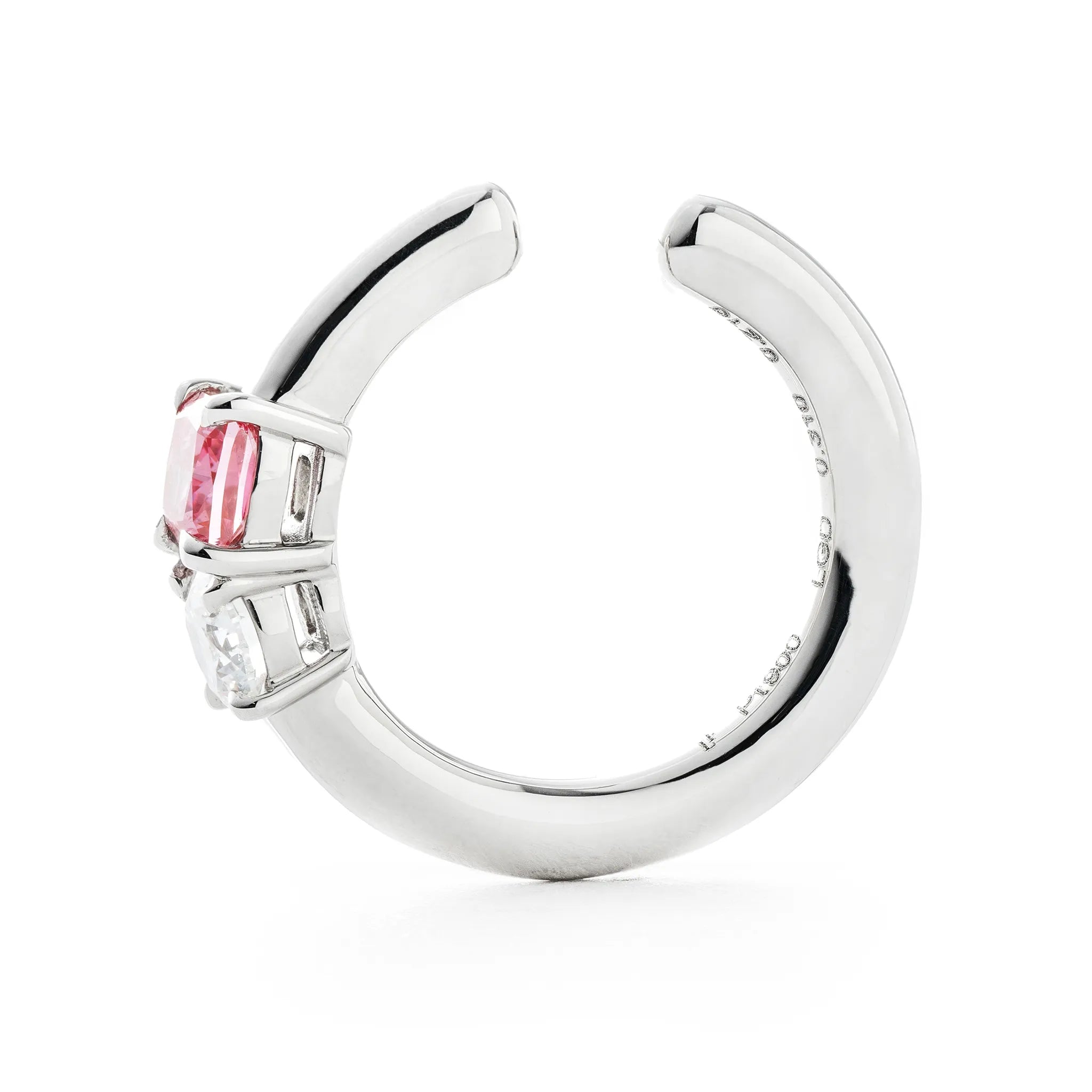 ピンクダイヤモンド/ダイヤモンド プラチナイヤーカフ(ラボグロウン/スクエア/Polaire/4月誕生石)《WESG7035》