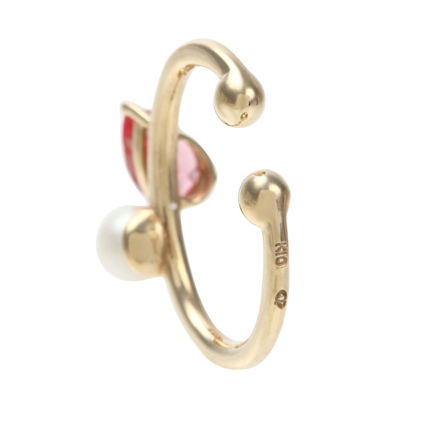 パパラチアサファイア/パール K10イヤーカフ(クレサンベール/淡水真珠/モンプレジール/9月誕生石)《WESP3999》