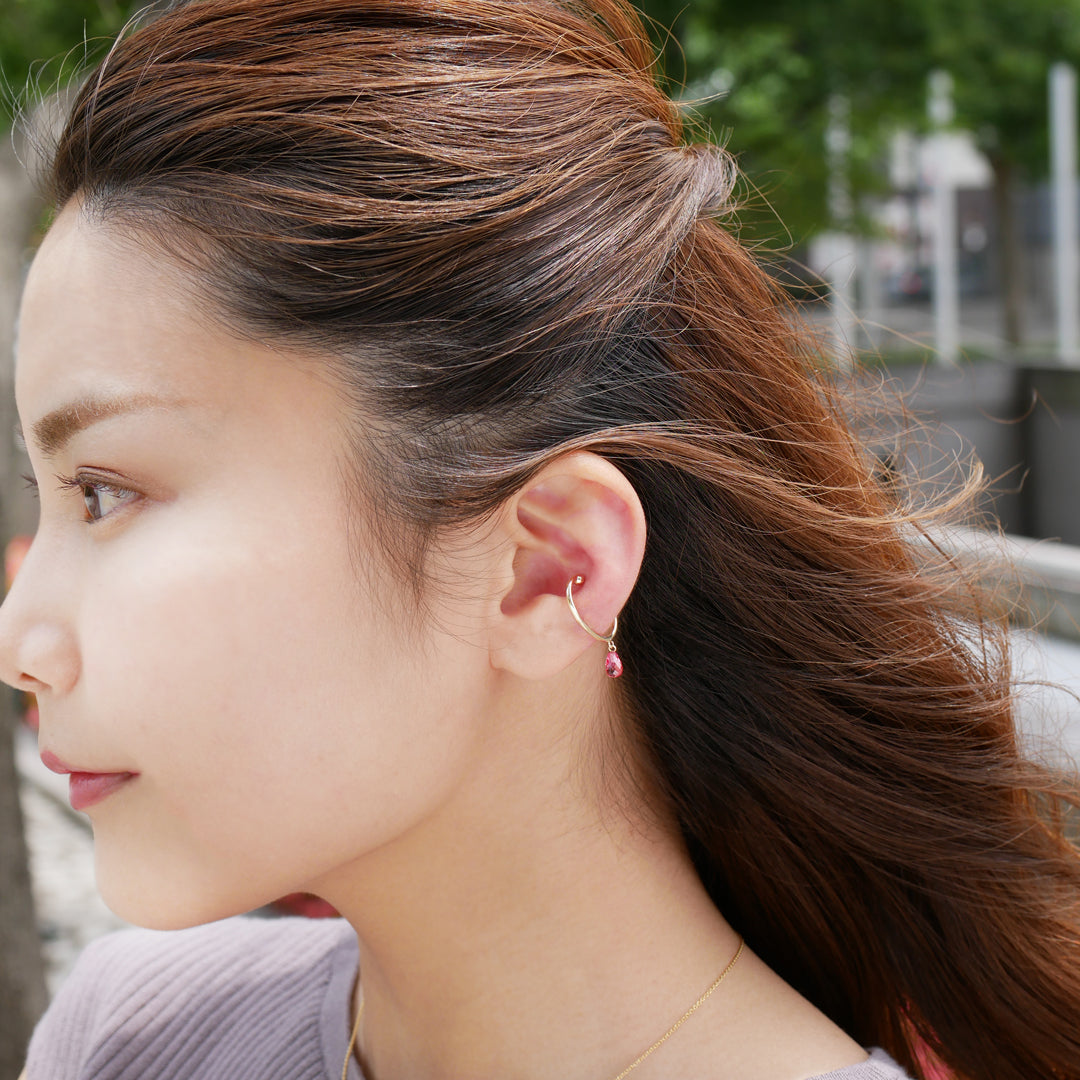 パパラチアサファイア K10イヤーカフ(クレサンベール/ブリオレット/モンプレジール/9月誕生石)《WESP4001》