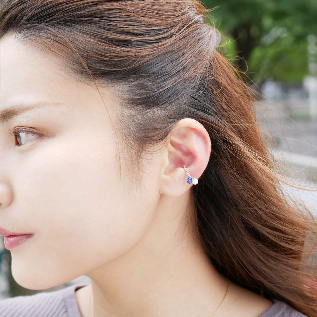 ブルーサファイア K10イヤーカフ(クレサンベール/モンプレジール/9月誕生石)《WESS4000》