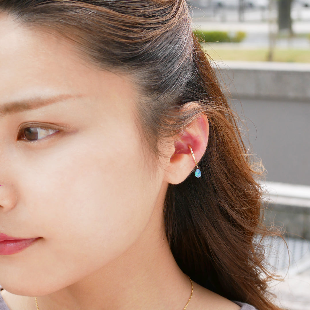 ブルーオパール K10イヤーカフ(クレサンベール/ブリオレット/モンプレジール/10月誕生石)《WESW4011》