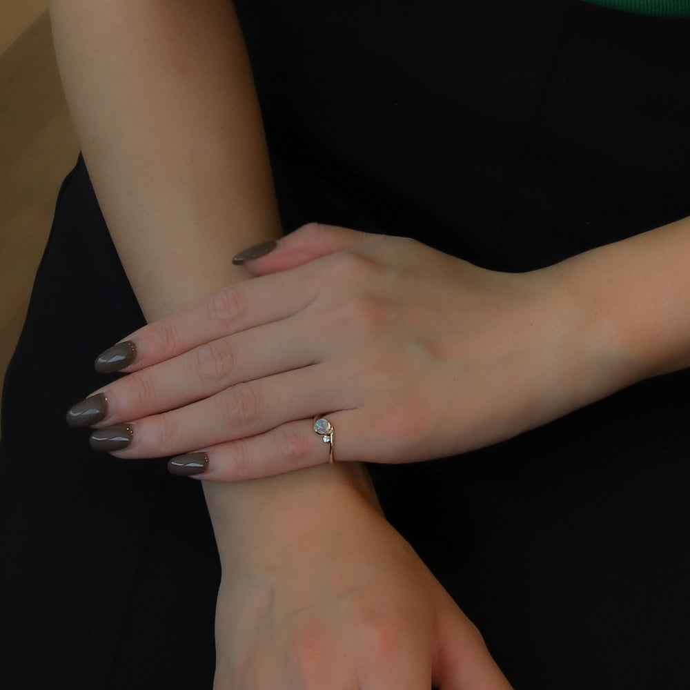 ウォーターオパール/ K10カフリング(クレサンベール/モンプレジール/キュービックジルコニア)《WESW4151》