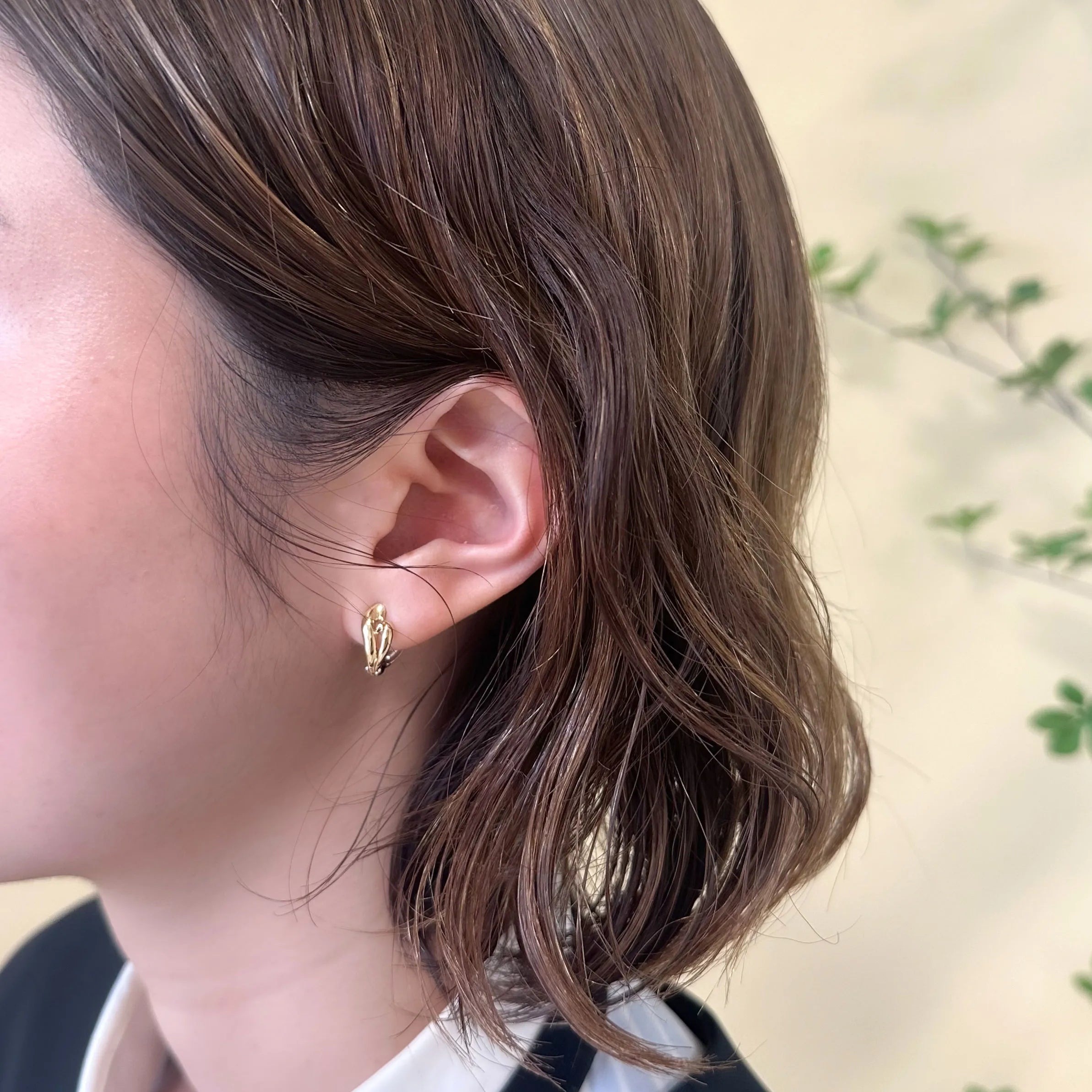 K18/プラチナイヤリング(ピアリング/リバーシブル/リーフモチーフ)《WESY4262》