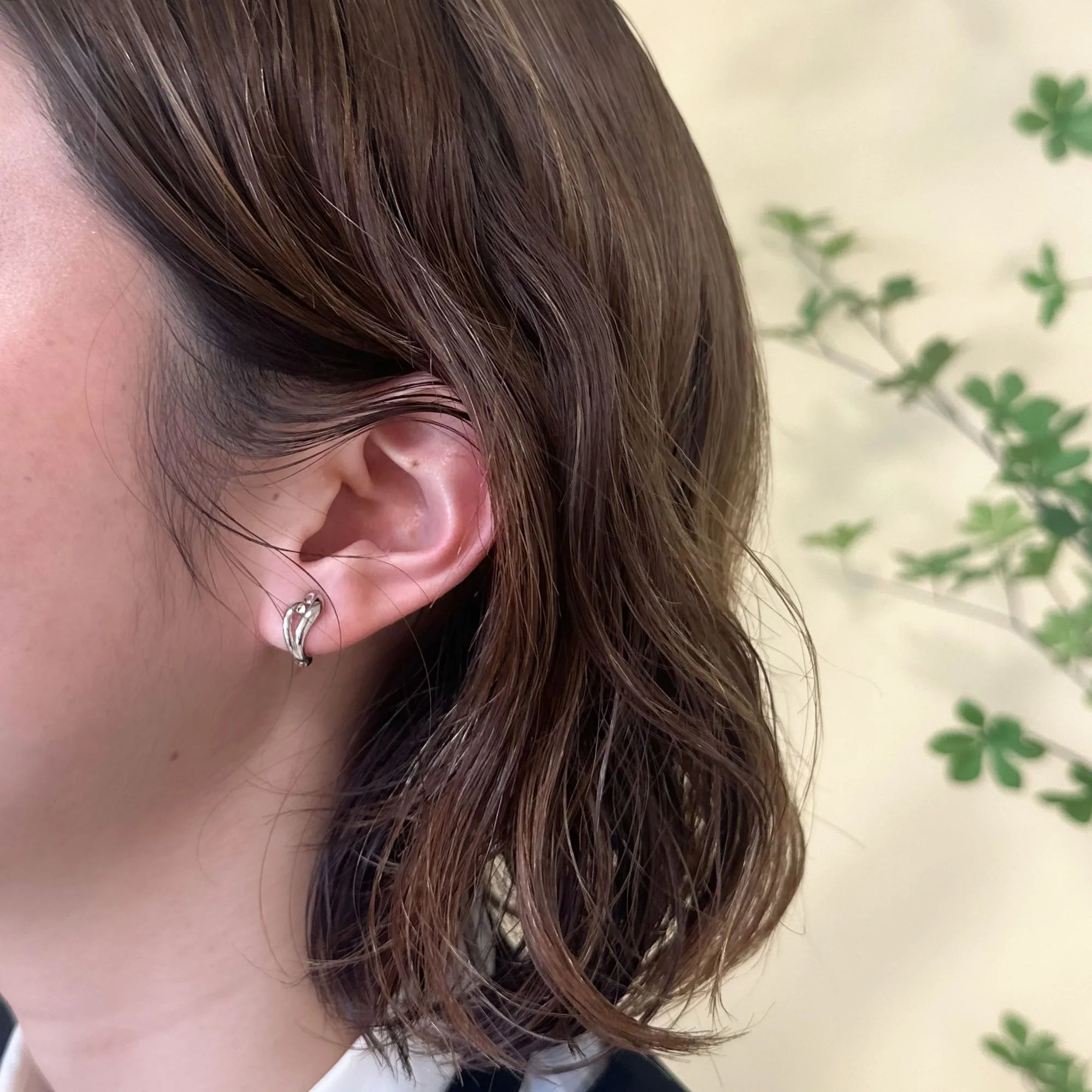 K18/プラチナイヤリング(ピアリング/リバーシブル/リーフモチーフ)《WESY4262》