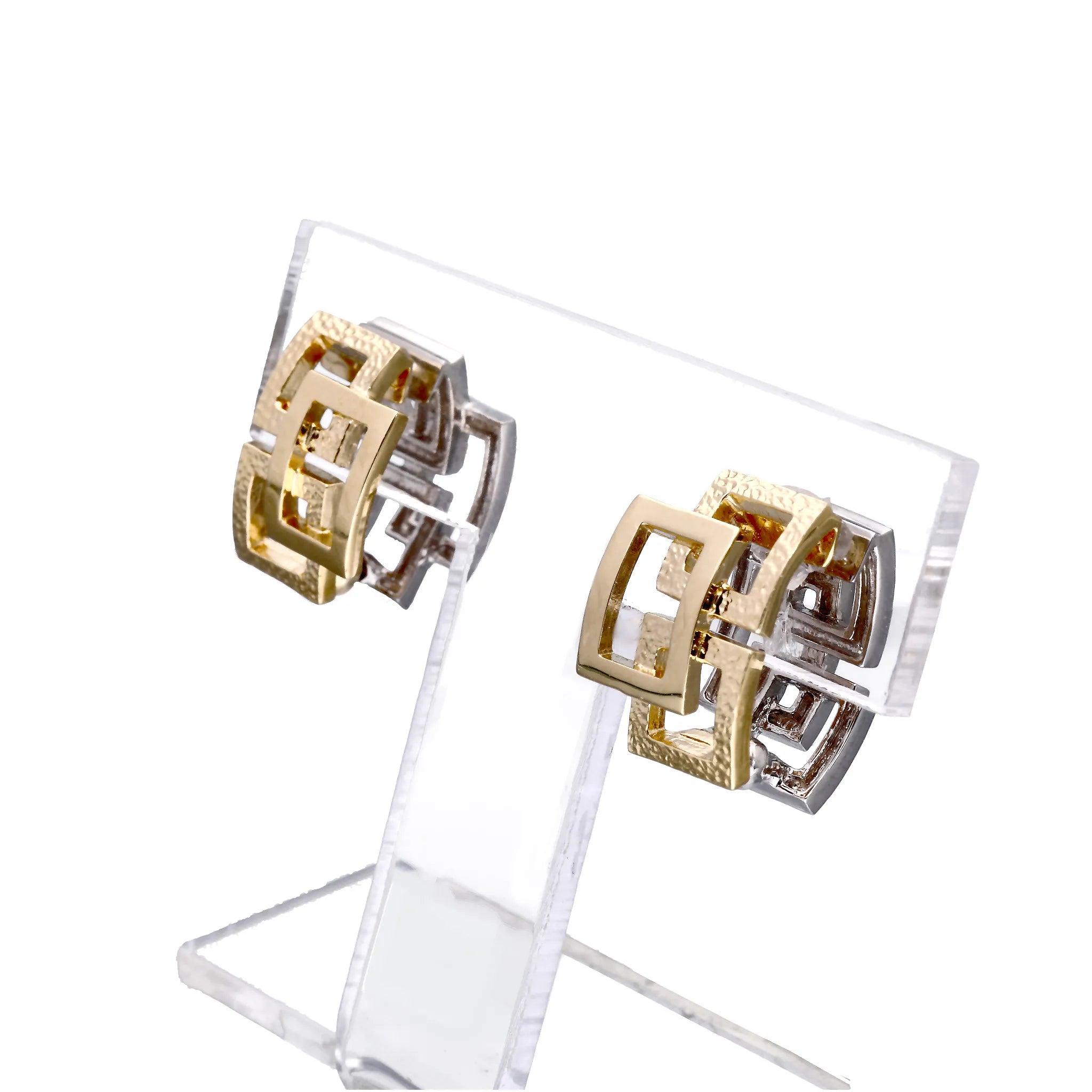 K18/プラチナイヤリング(ピアリング/リバーシブル/幾何学デザイン)《WESY4263》