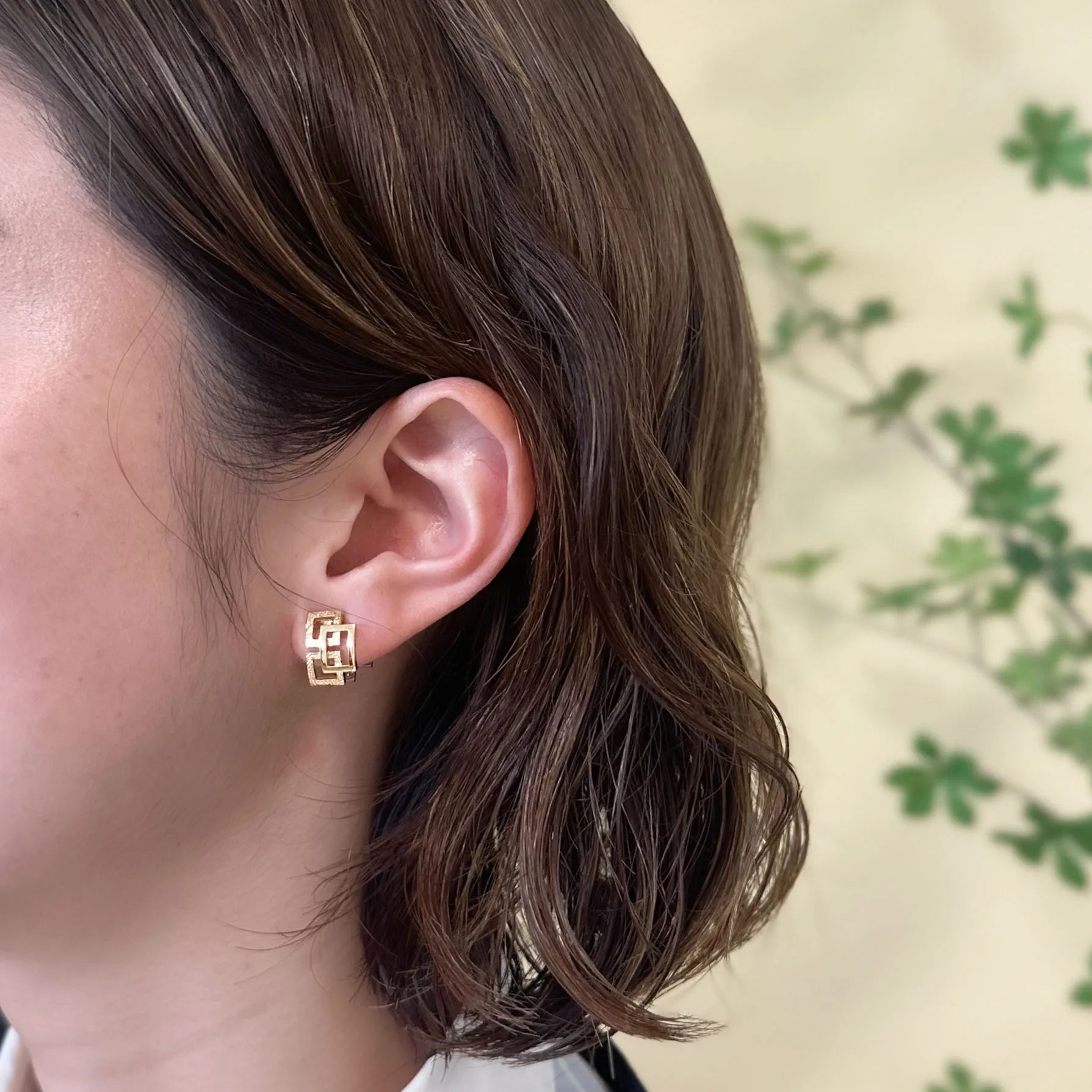 K18/プラチナイヤリング(ピアリング/リバーシブル/幾何学デザイン)《WESY4263》