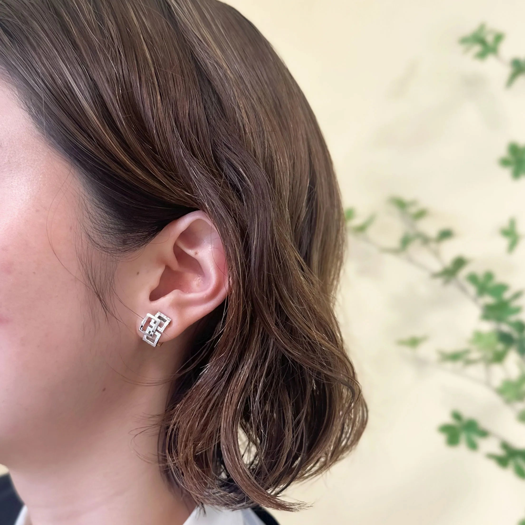 K18/プラチナイヤリング(ピアリング/リバーシブル/幾何学デザイン)《WESY4263》