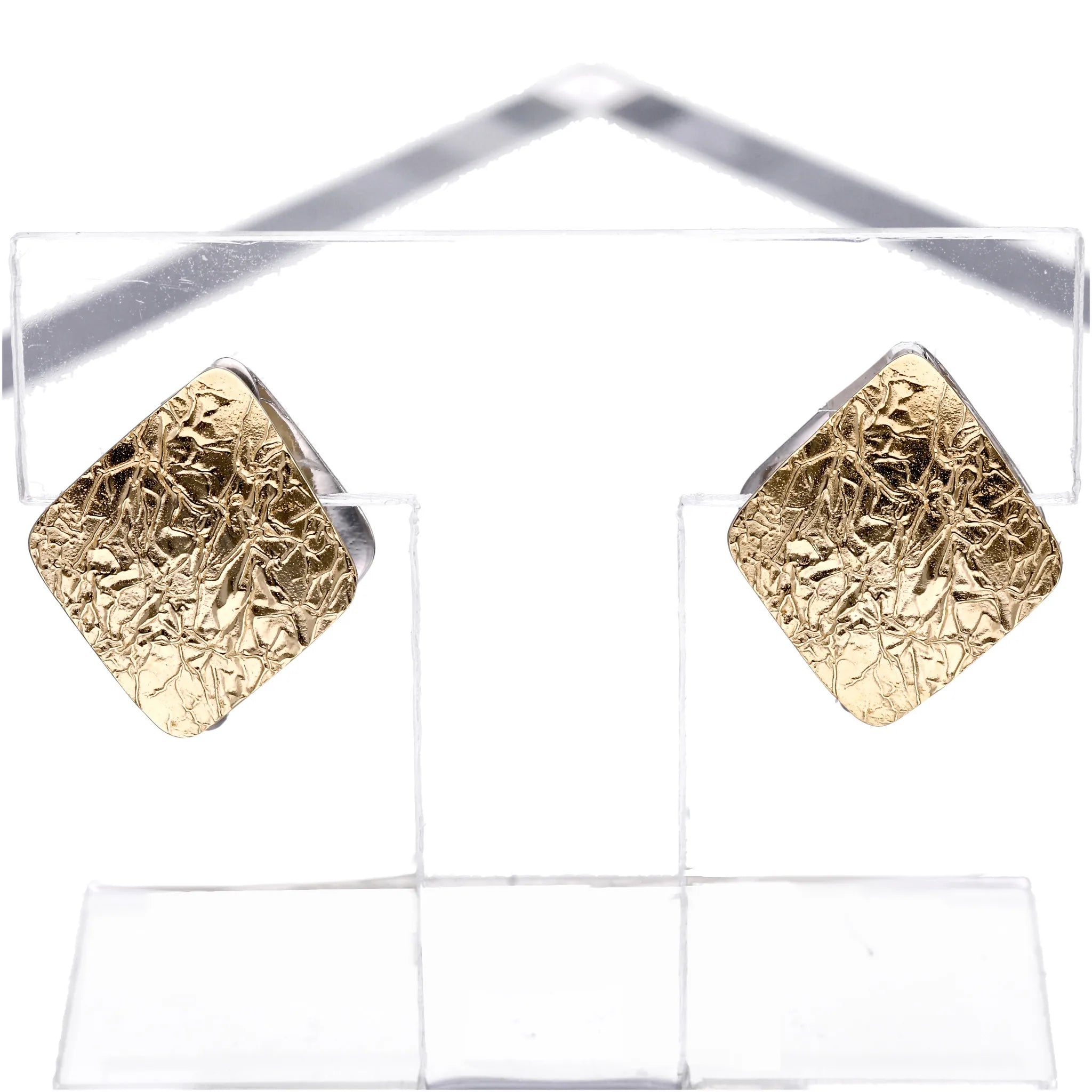 K18/プラチナイヤリング(ピアリング/リバーシブル/テクスチャー/ひし形モチーフ)《WESY4264》