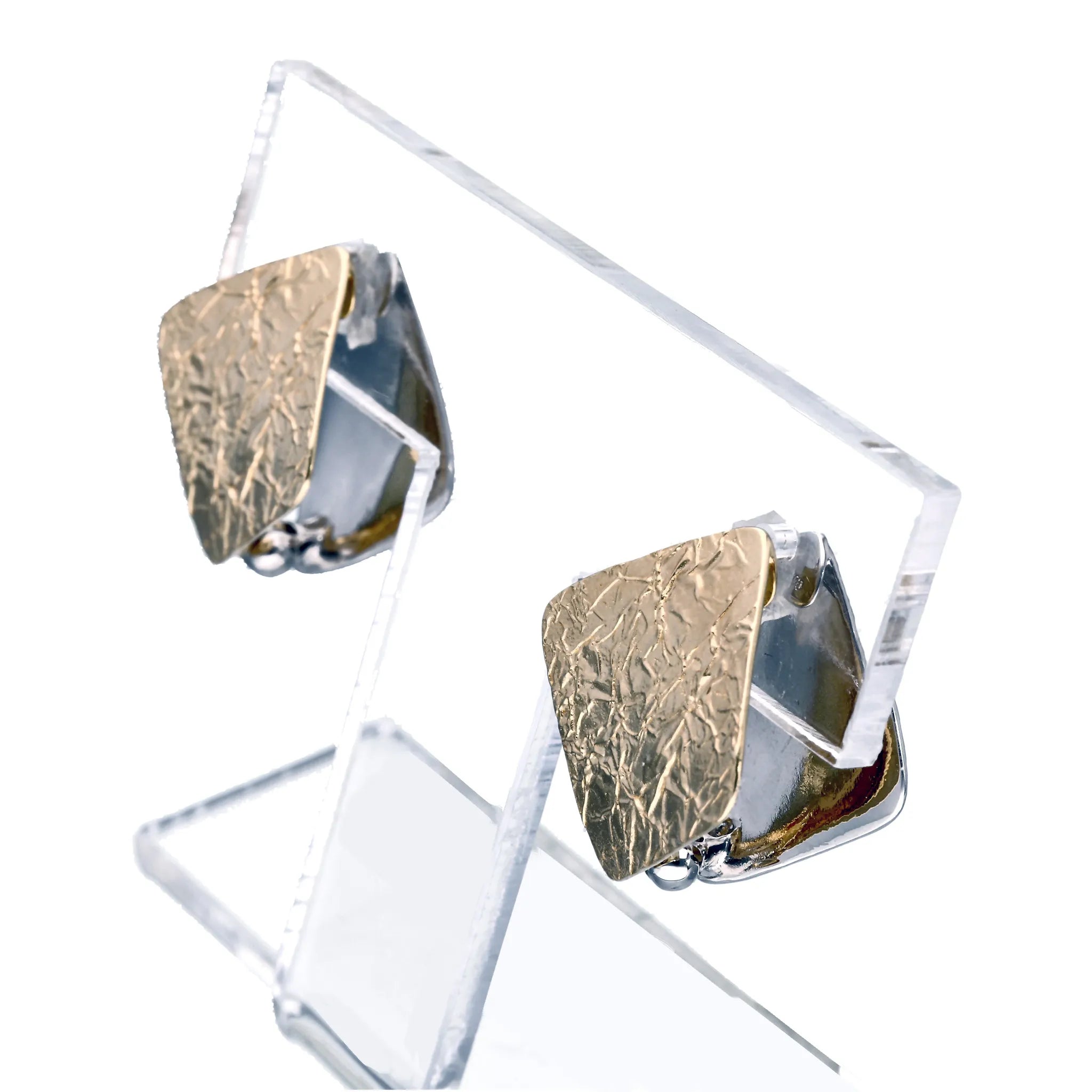 K18/プラチナイヤリング(ピアリング/リバーシブル/テクスチャー/ひし形モチーフ)《WESY4264》