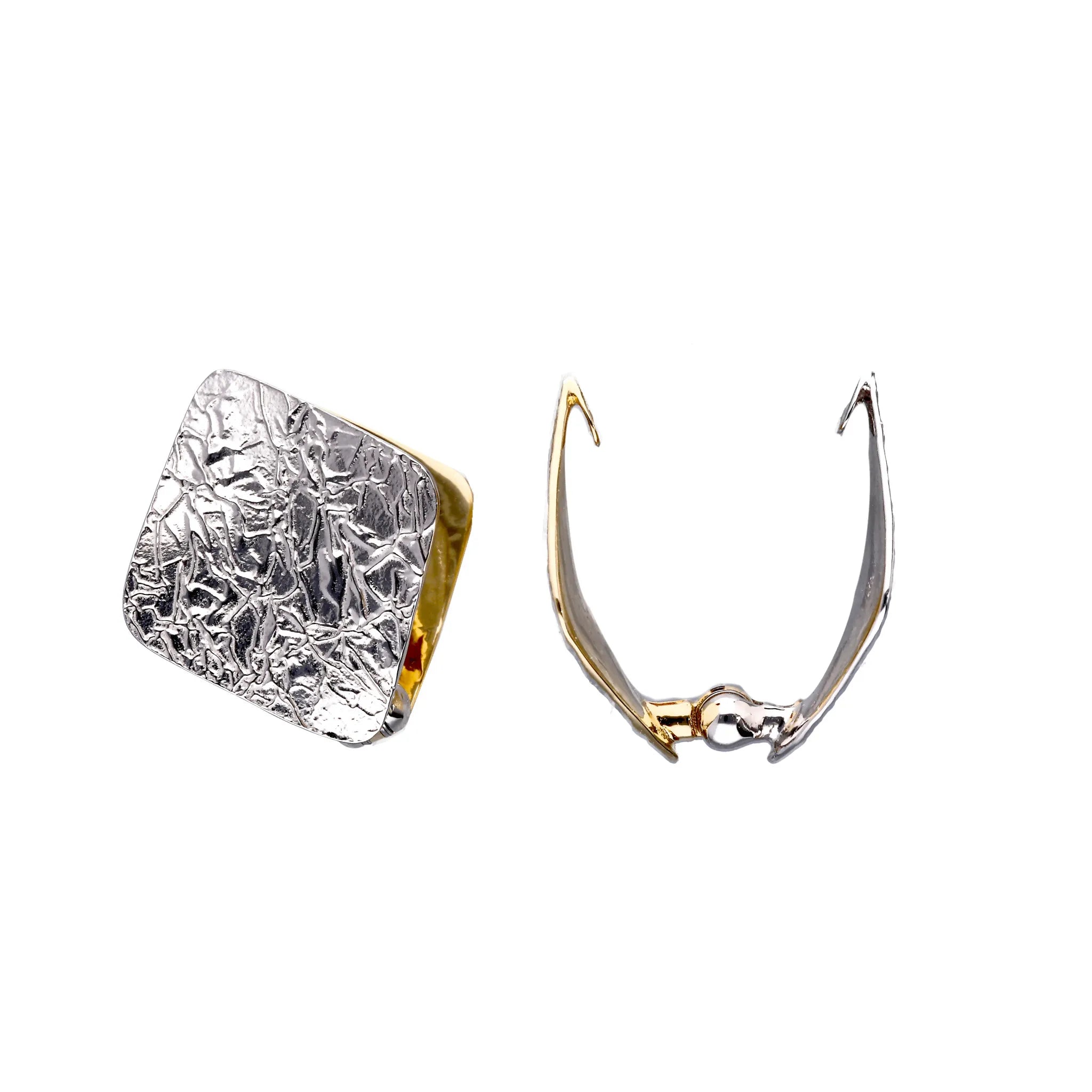 K18/プラチナイヤリング(ピアリング/リバーシブル/テクスチャー/ひし形モチーフ)《WESY4264》