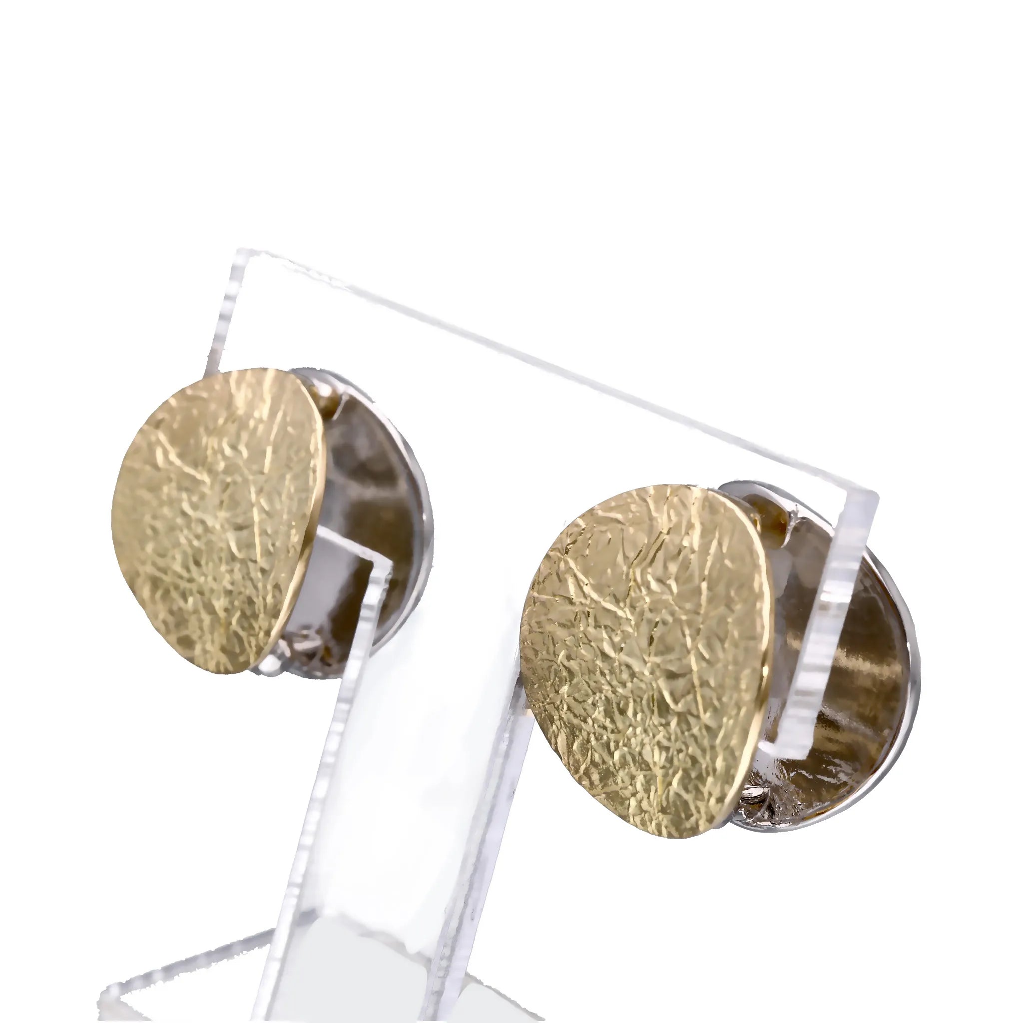 K18/プラチナイヤリング(ピアリング/リバーシブル/テクスチャー/円形)《WESY4265》