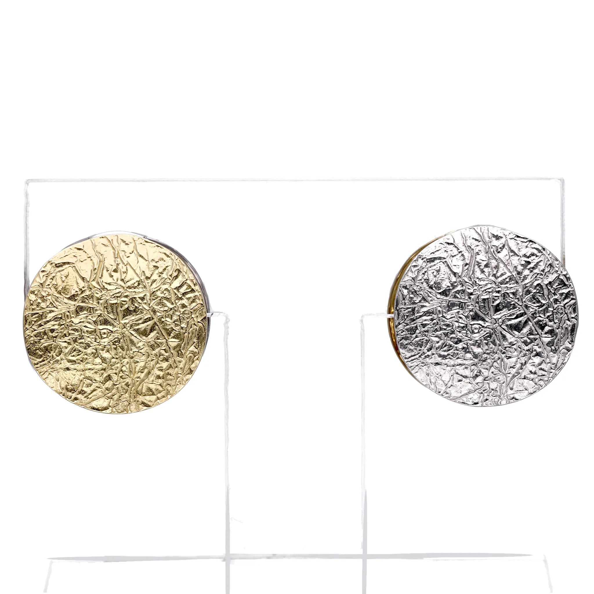 K18/プラチナイヤリング(ピアリング/リバーシブル/テクスチャー/円形)《WESY4265》