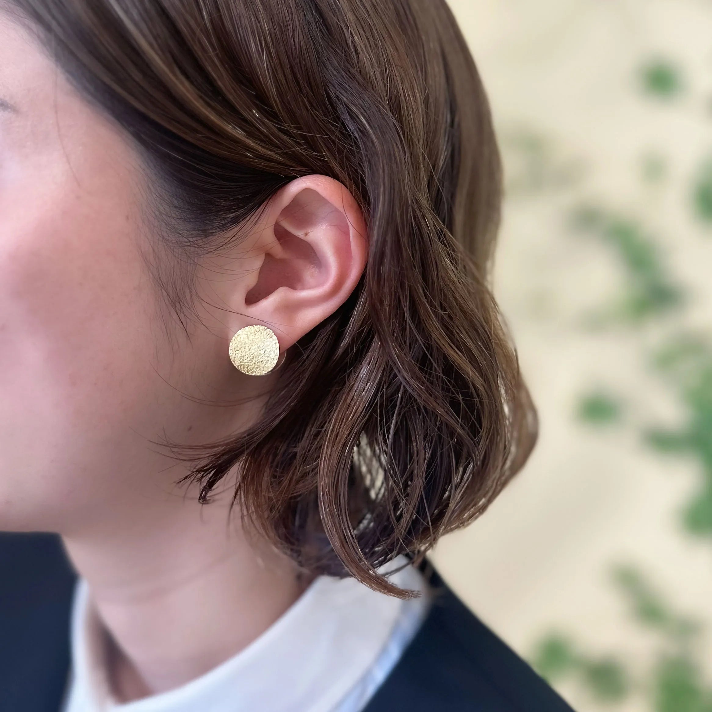 K18/プラチナイヤリング(ピアリング/リバーシブル/テクスチャー/円形)《WESY4265》