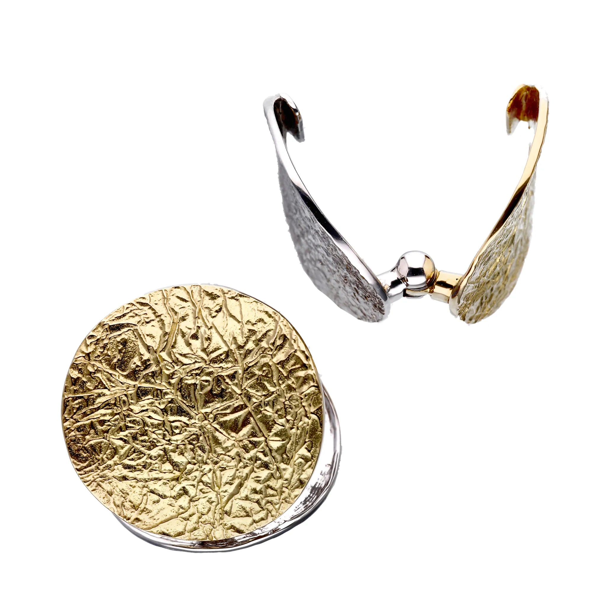 K18/プラチナイヤリング(ピアリング/リバーシブル/テクスチャー/円形)《WESY4265》