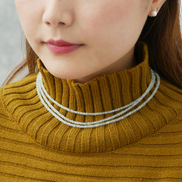 アクアマリン K18ネックレス(ビーズカット/40cm/3月誕生石)《WNKN3855》