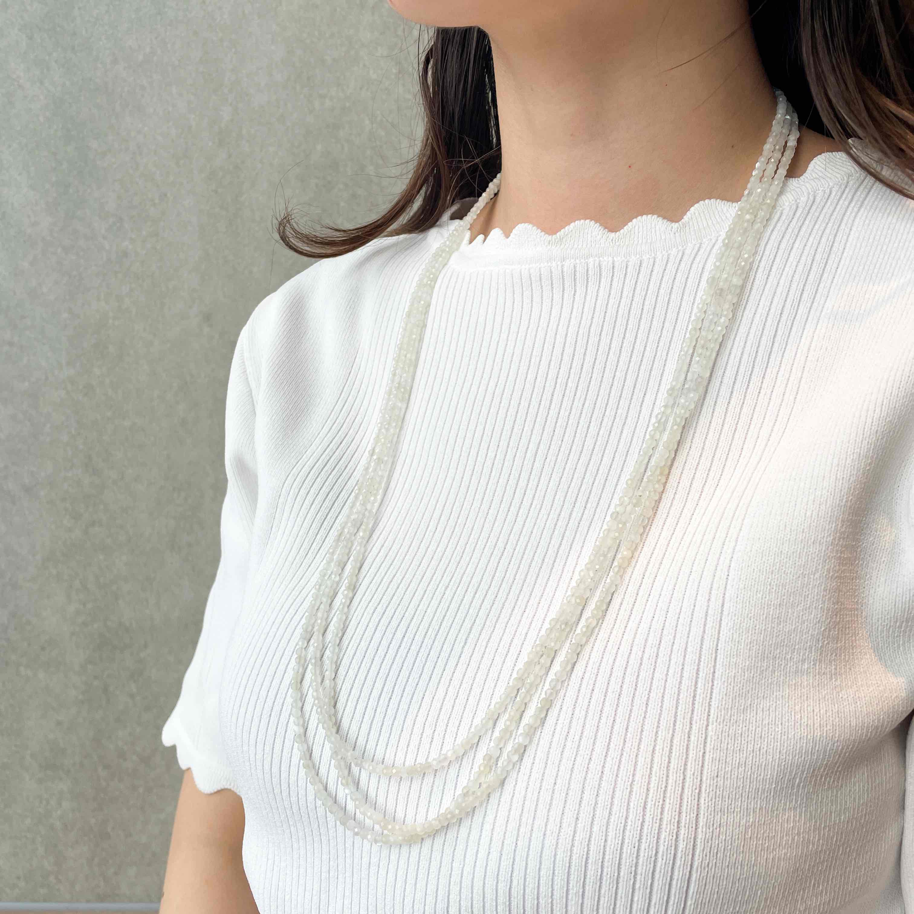 ムーンストーン K18ネックレス(ビーズカット/ロング/70cm/6月誕生石)《WNKN3858》