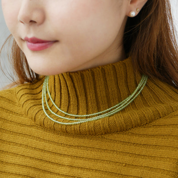 ペリドット K18ネックレス(ビーズカット/40cm/8月誕生石)《WNKN3859》