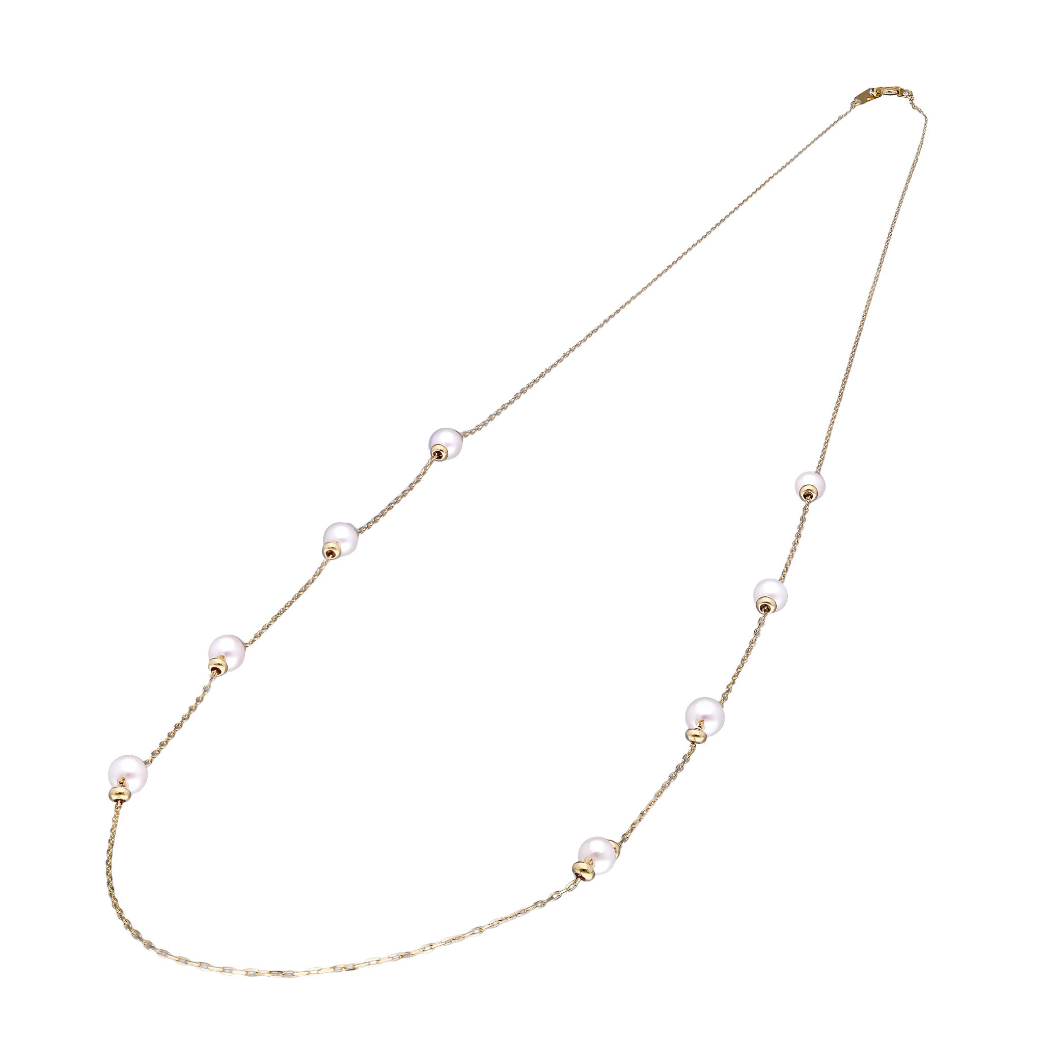 パール K18ネックレス(プチロンパール/アコヤ真珠/60㎝)《WNKQ4285》