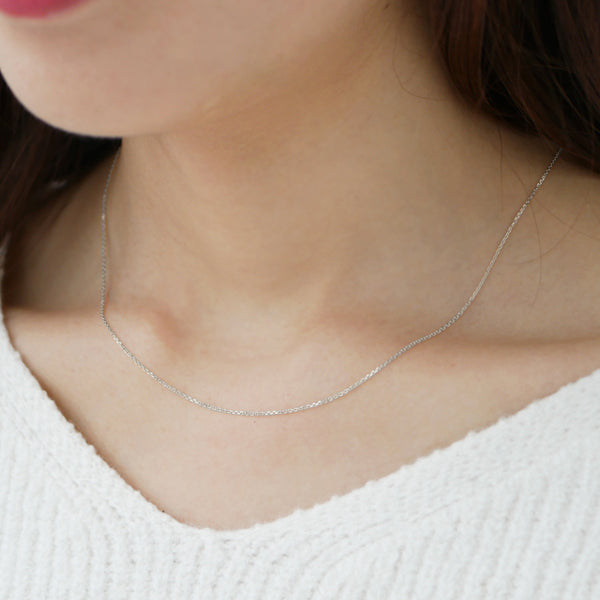 K18チェーン(ホワイトゴールド/アズキ/幅0.9mm/45cm/フリーアジャスター)《WNKY3648》