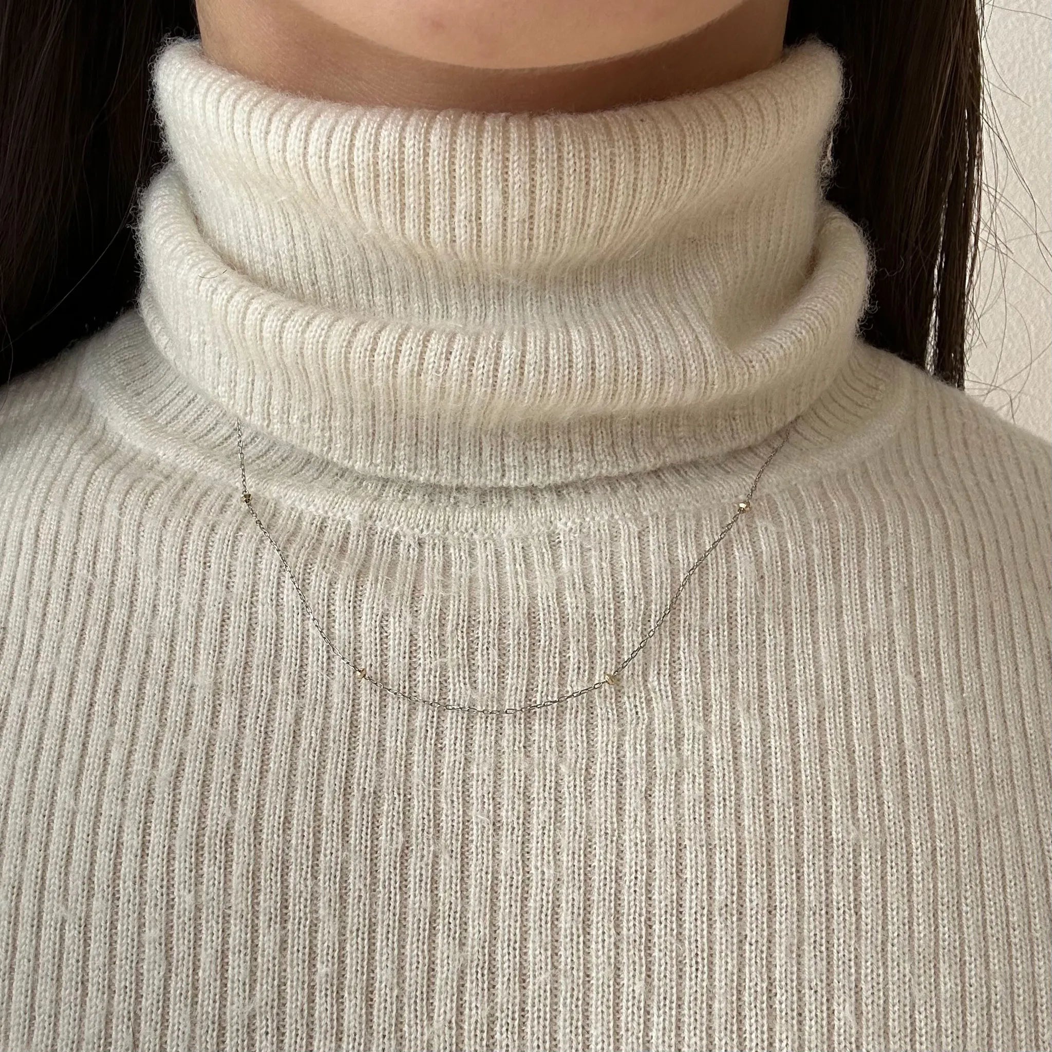 プラチナネックレス(K18YGカットパーツ/45cm)《WNKY4268》