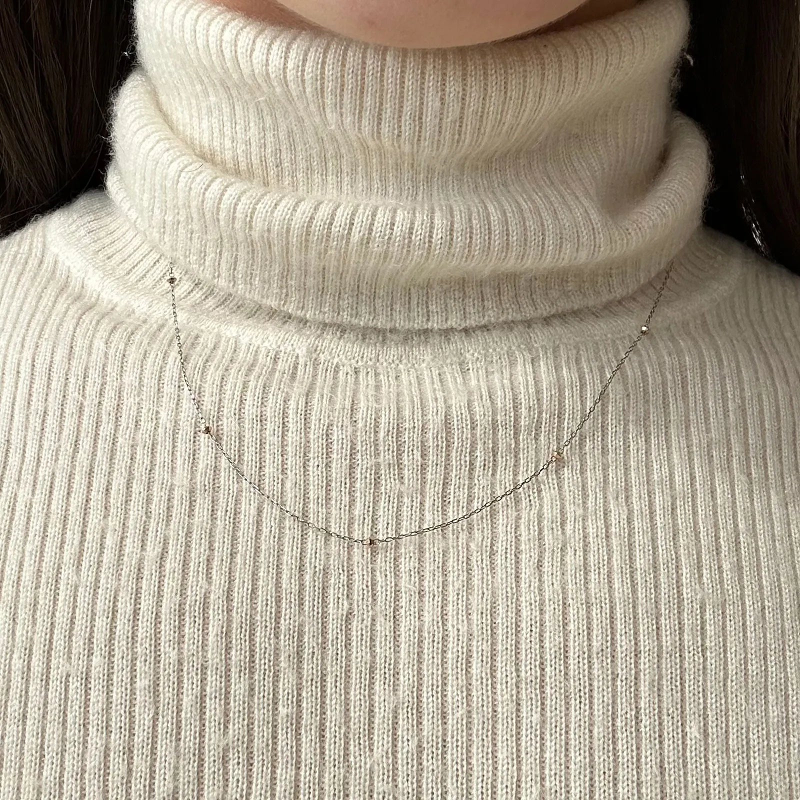 プラチナネックレス(K18PGカットパーツ/45cm)《WNKY4269》