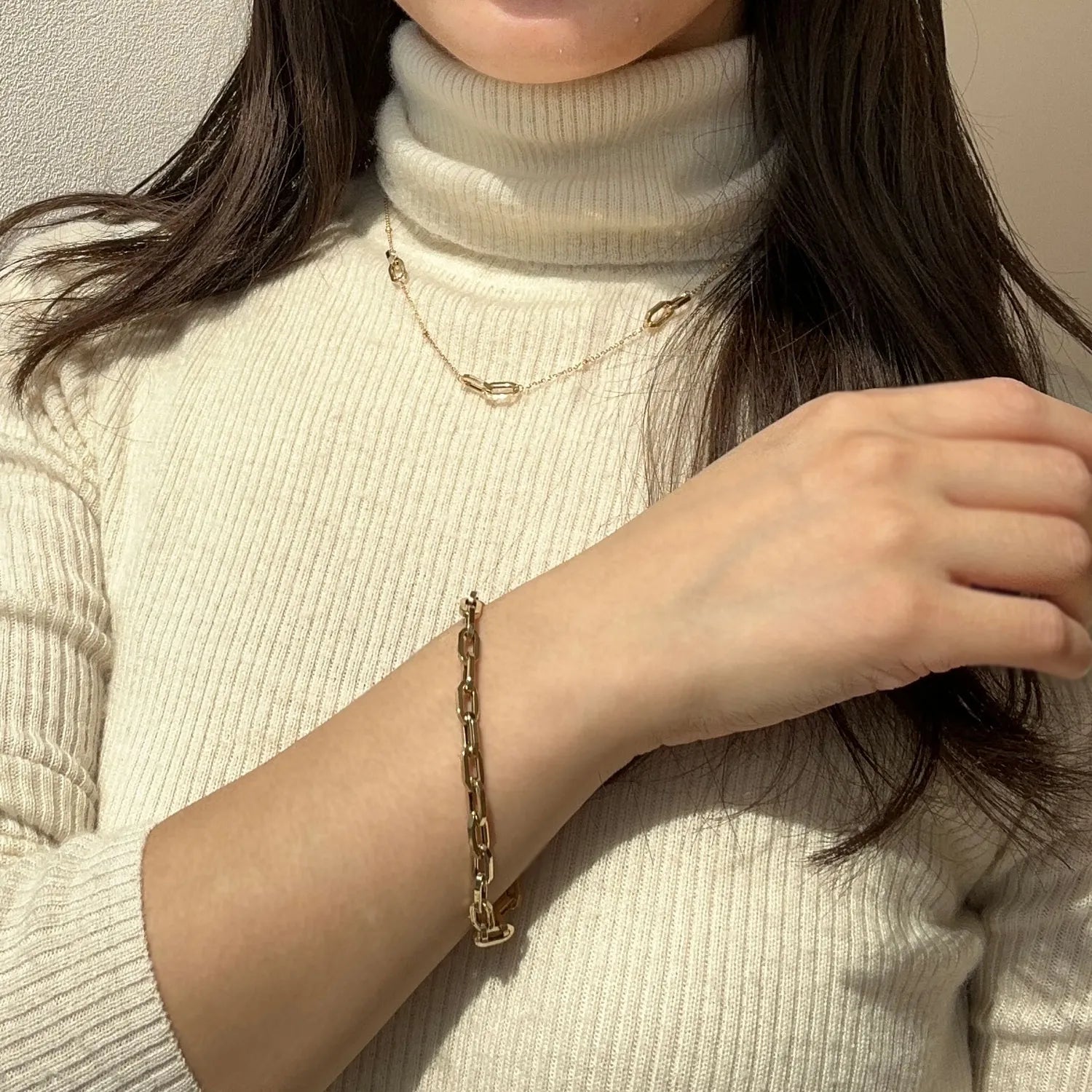 K18ネックレス(ホロ―フィガロアズキ/K18イエローゴールド/45cm)《WNKY4270》