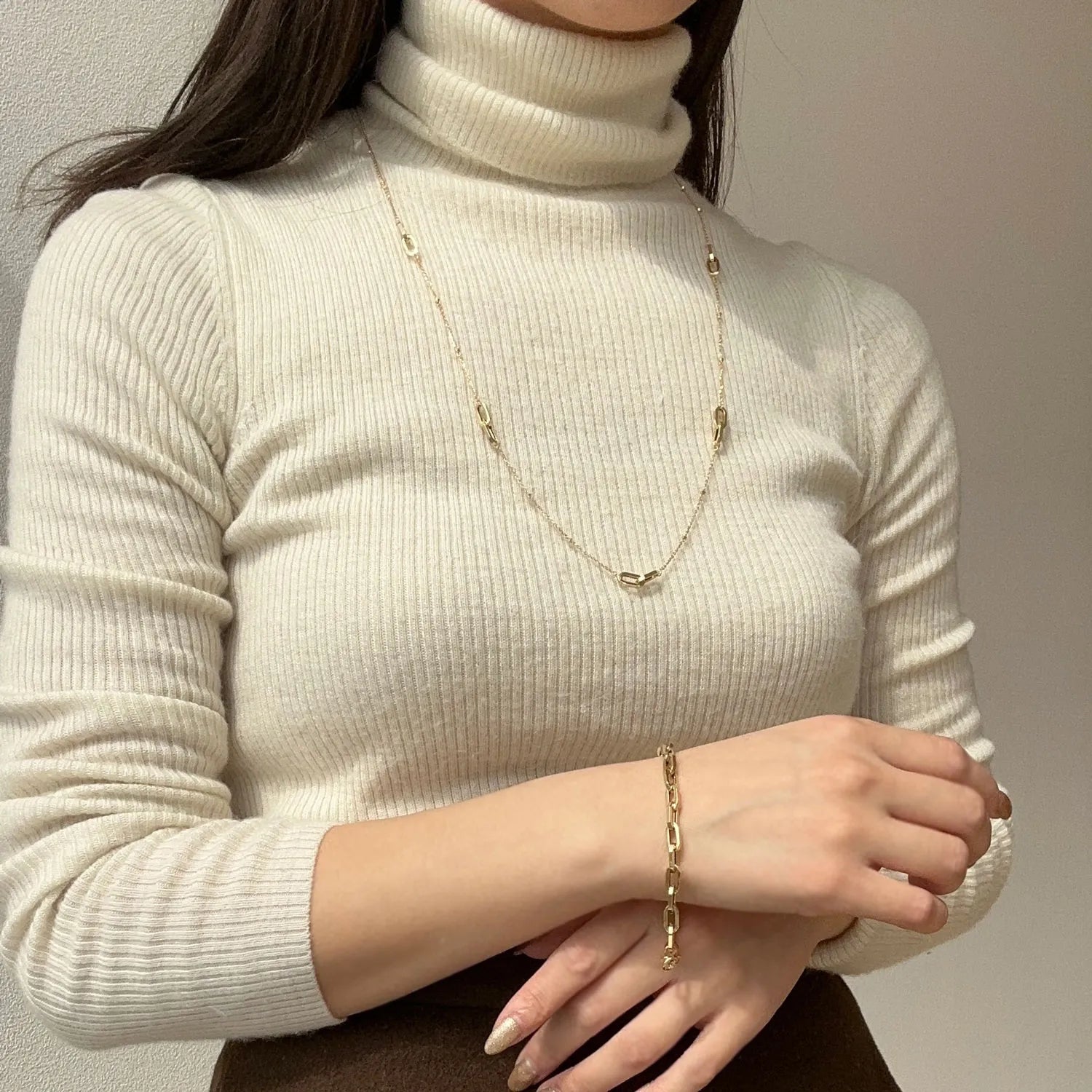 K18ネックレス(ホロ―フィガロアズキ/K18イエローゴールド/70cm)《WNKY4271》