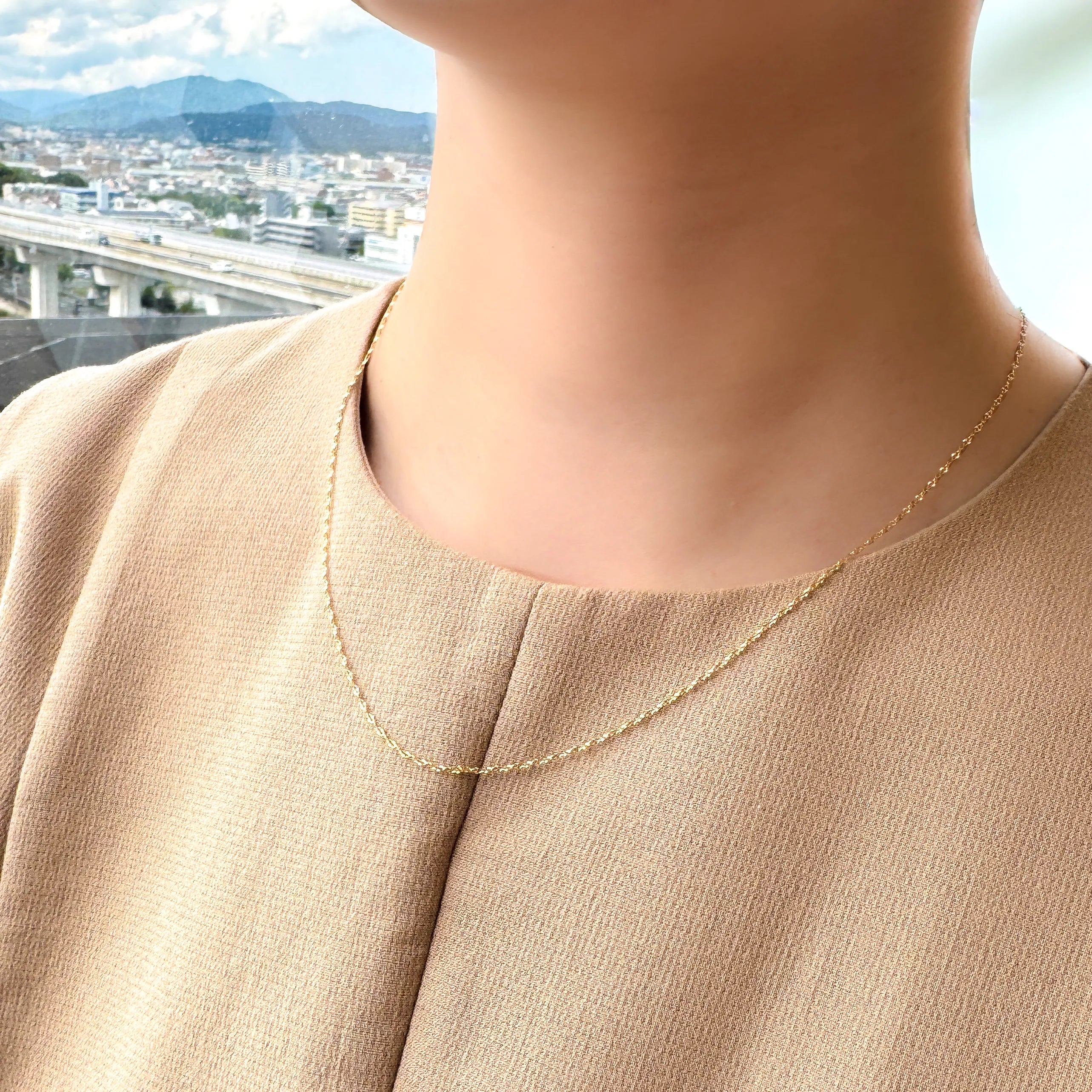 K18ネックレス(モーグルチェーン/45㎝/幅1.0mm)《WNKY4286》