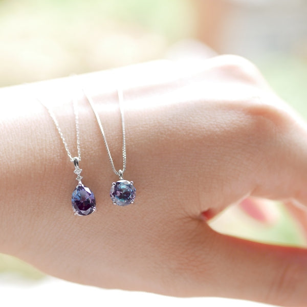 アレキサンドライト プラチナネックレス(クレサンベール/1カラットUP/ラウンドブリリアント/6月誕生石)《WPDA2580》