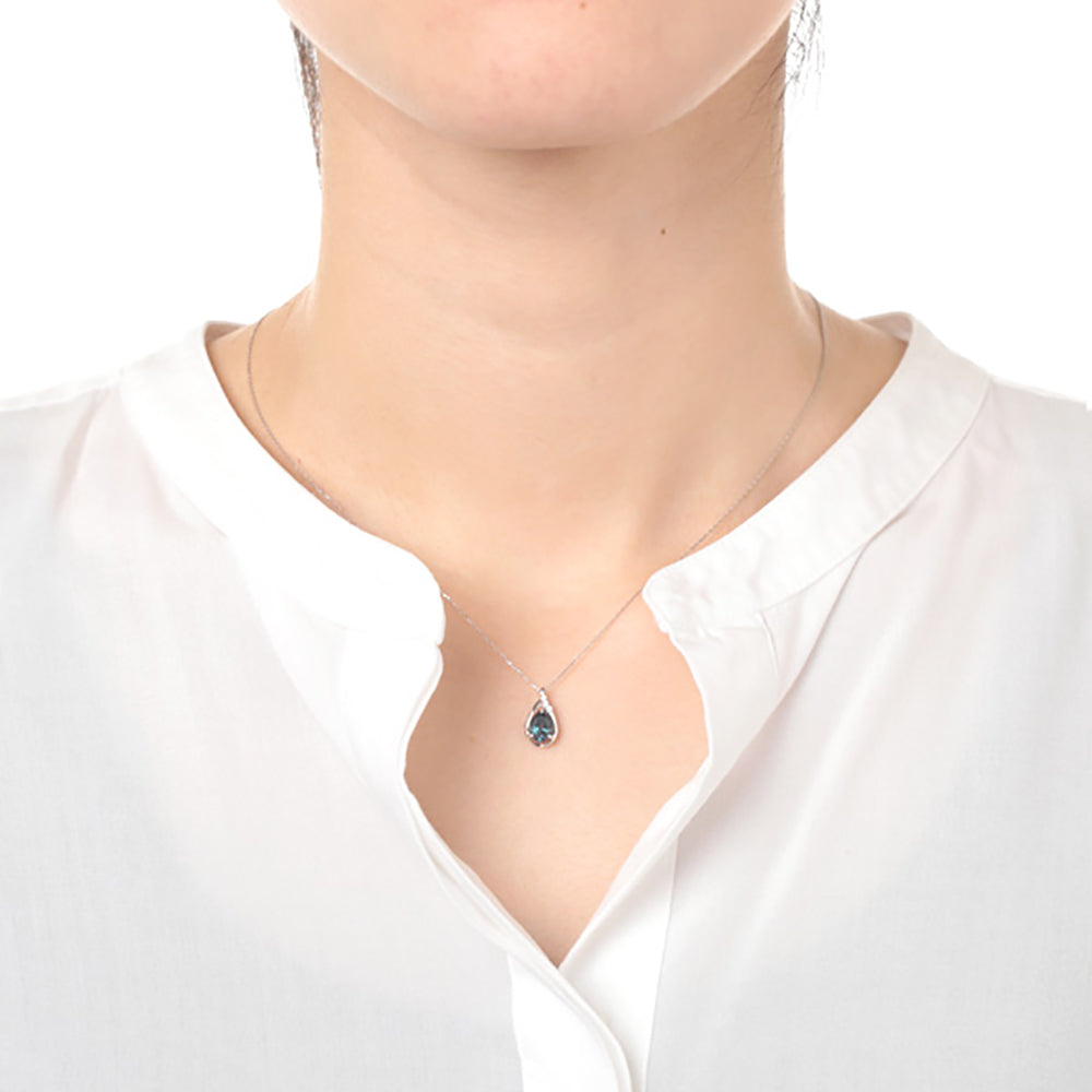 アレキサンドライト/ダイヤモンド プラチナネックレス(クレサンベール/ペアシェイプ/6月誕生石)《WPDA3925》