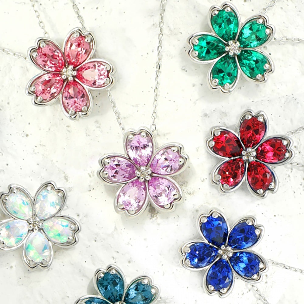 アレキサンドライト/ダイヤモンド プラチナネックレス(クレサンベール/桜モチーフ/6月誕生石)《WPDA3926》