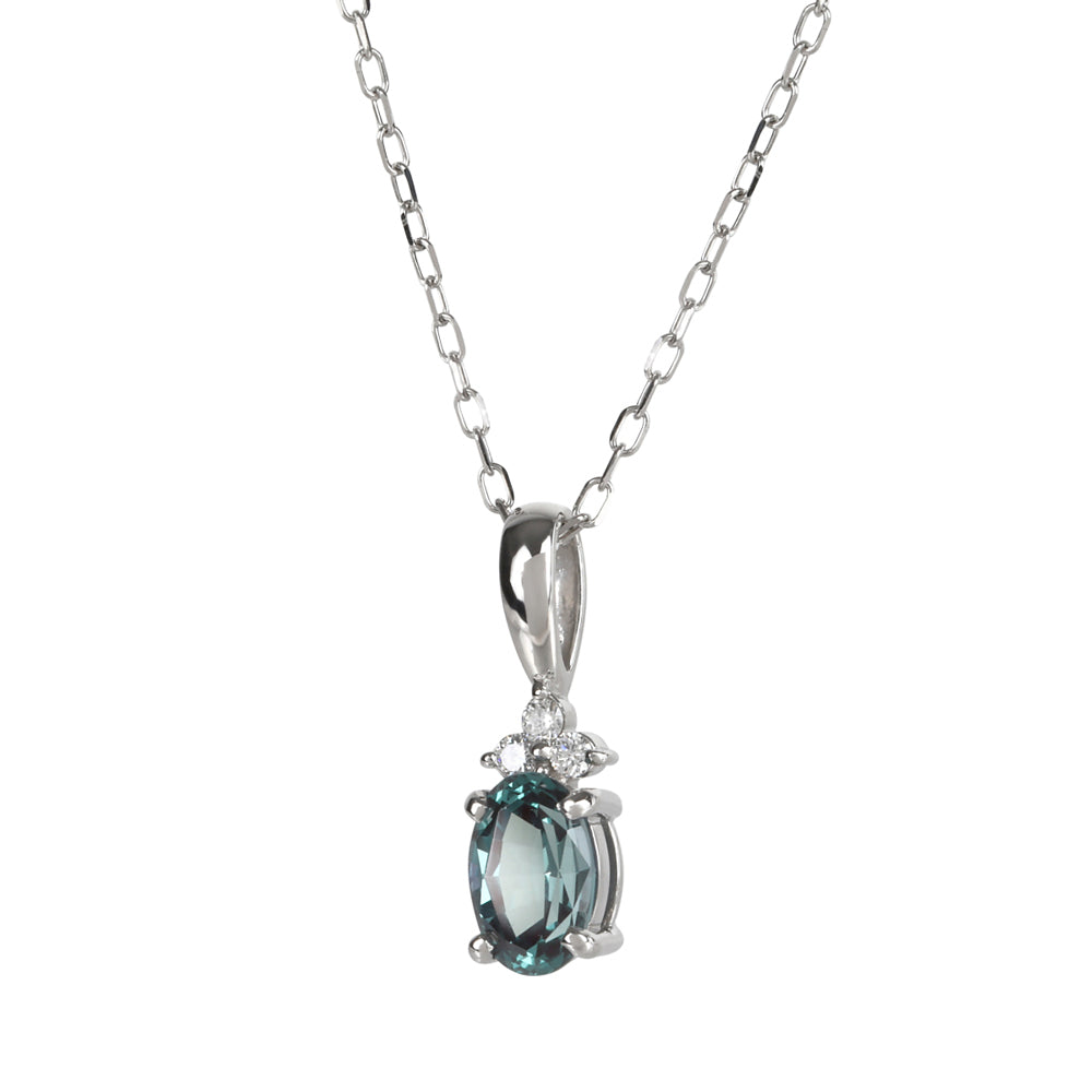 アレキサンドライト/ダイヤモンドプラチナネックレス(クレサンベール/6月誕生石)《WPDA4103》