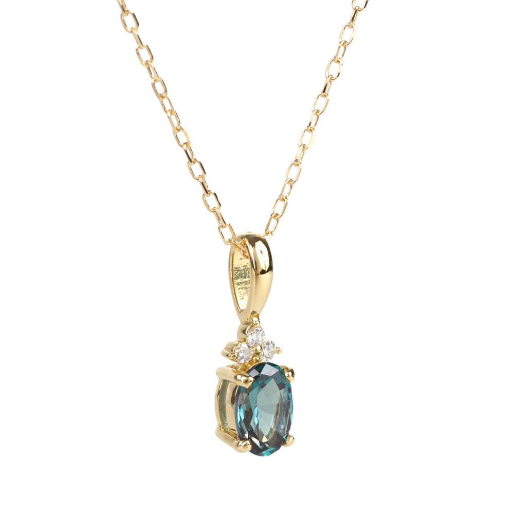 アレキサンドライト/ダイヤモンドK18ネックレス(クレサンベール/6月誕生石)