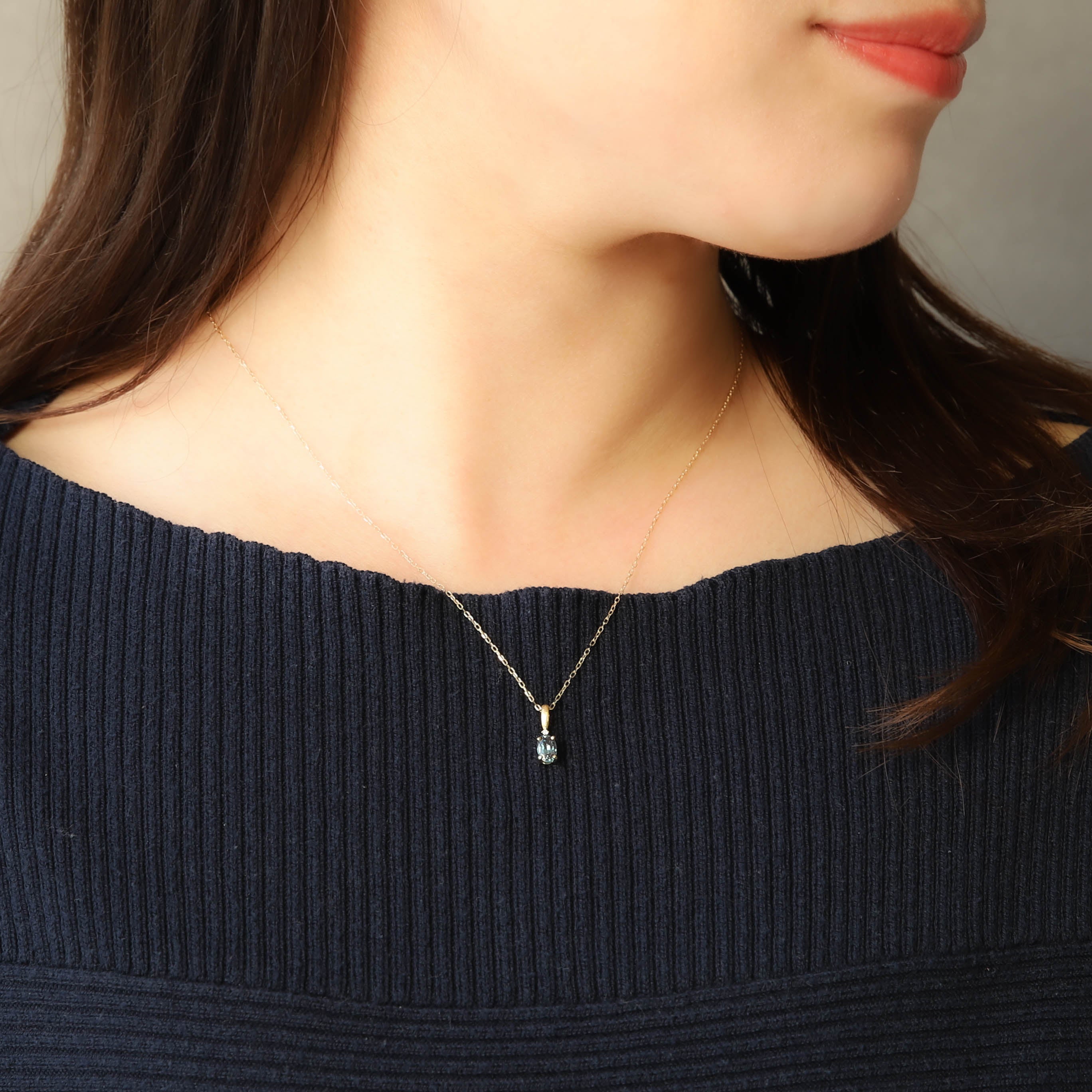 アレキサンドライト/ダイヤモンドK18ネックレス(クレサンベール/6月誕生石)