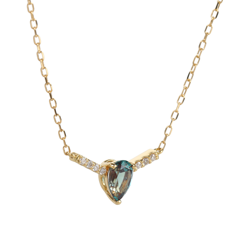 アレキサンドライト/ダイヤモンドK18ネックレス(クレサンベール/6月誕生石)≪WPDA4106≫