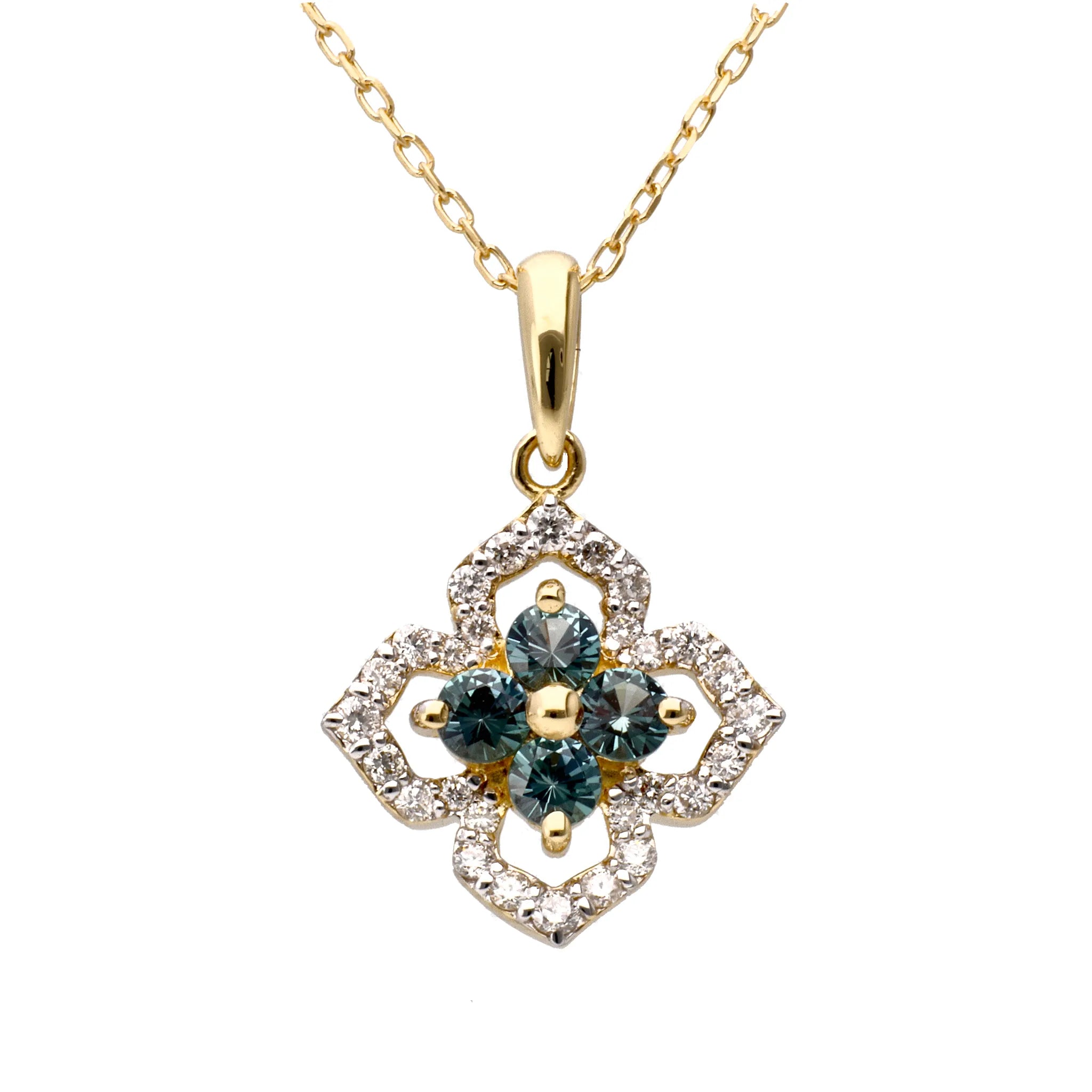 バラ子 K18アンブレラデザインのトップ 色石付き アレキサンドライト/ダイヤ K18ネックレス(クレサンベール