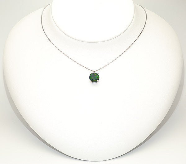 ブラックオパール プラチナネックレス(クレサンベール/2カラットサイズ/ラウンドブリリアント/10月誕生石)《WPDB2581》