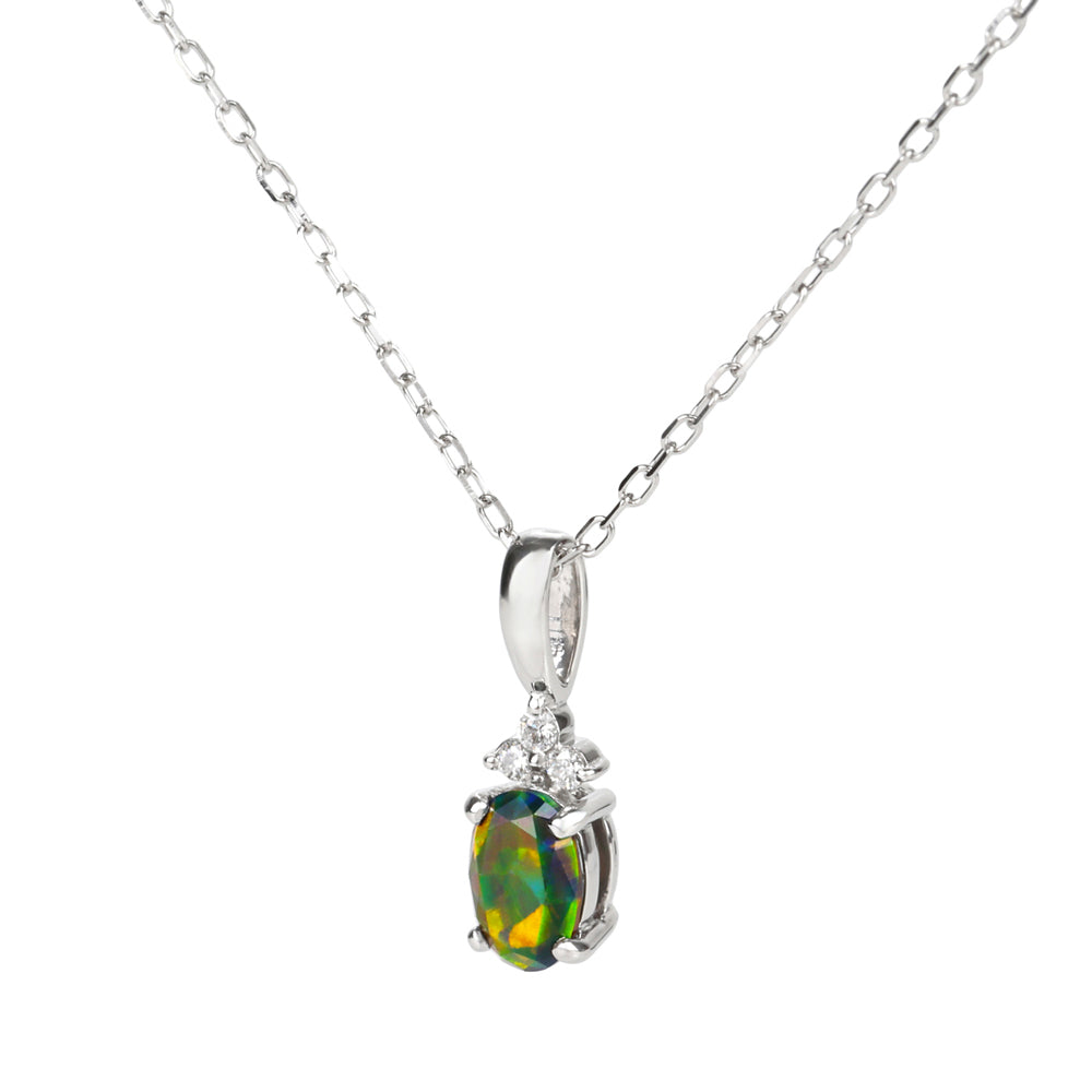 ブラックオパール/ダイヤモンドプラチナネックレス(クレサンベール/10月誕生石)《WPDB4103》