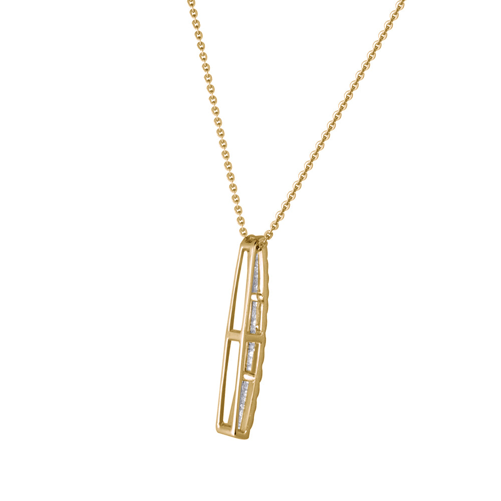 ダイヤモンド K18ネックレス(計0.15カラット/テーパーバケット/ライン/ベゼル/4月誕生石)《WPDD3506》